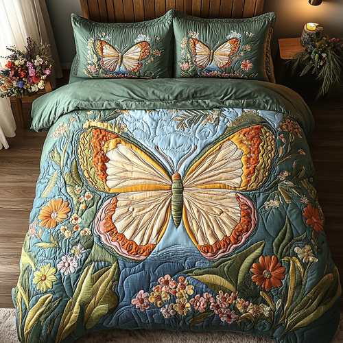 Butterfloral Retreat 3-Piece Quilted Bedding Set NCU0VH5538