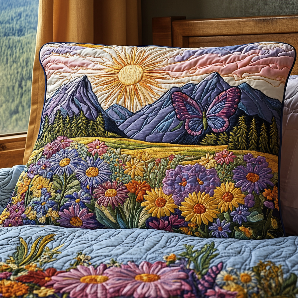 Butterfly Serenity Quilted Bedding Pillow Case NCU0DV3536