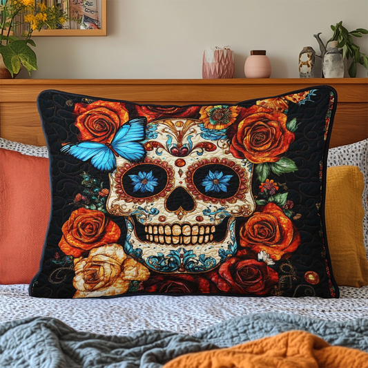 Butterfly Skull Bloom Quilted Bedding Pillow Case NCU0NT7983