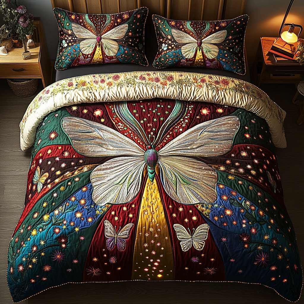 Butterfly Bliss 3-Piece Quilted Bedding Set NCU0DK3624