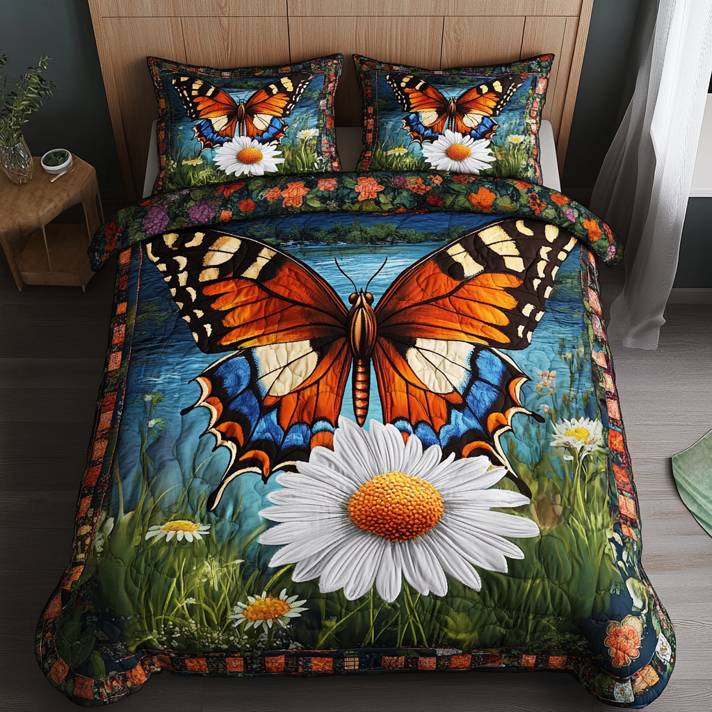 Butterfly Bliss 3-Piece Quilted Bedding Set NCU0DK6518