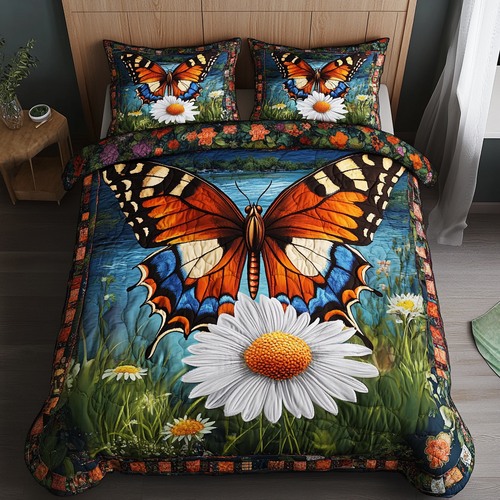 Butterfly Bliss 3-Piece Quilted Bedding Set NCU0DK6518