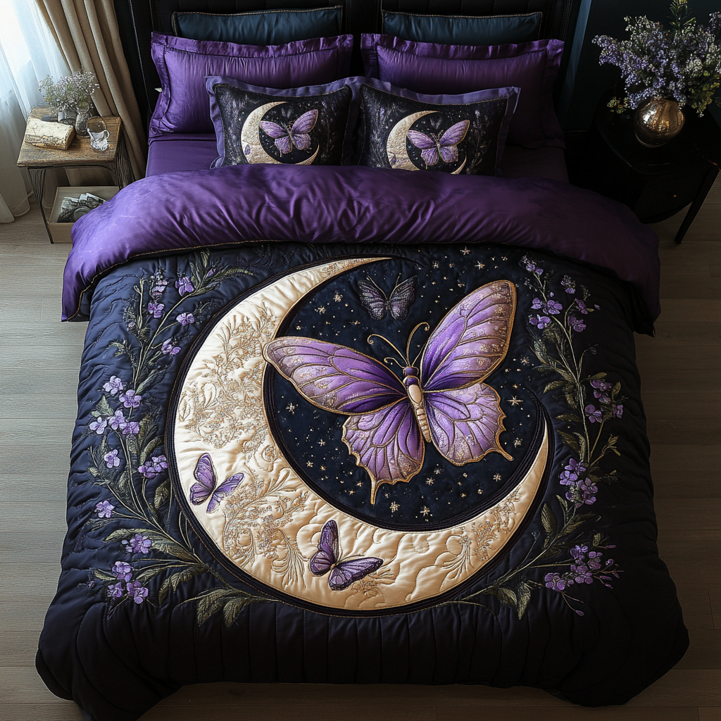 Butterfly Bliss 3-Piece Quilted Bedding Set NCU0DK8755