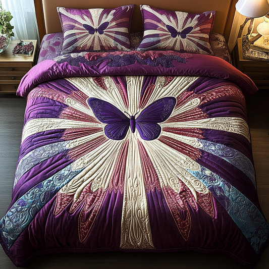 Butterfly Bliss 3-Piece Quilted Bedding Set NCU0VH2159