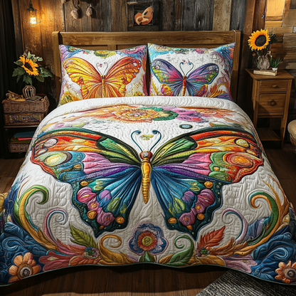 Butterfly Bliss 3-Piece Quilted Bedding Set NCU0VL1633