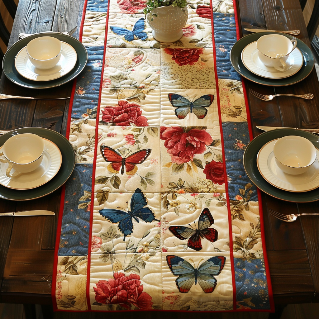 Butterfly Bliss Quilted Table Runner NCU0DV3429