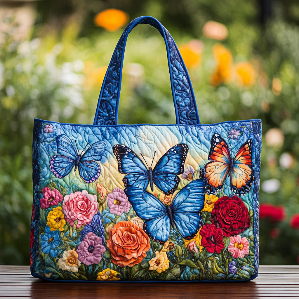 Butterfly Bliss Quilted Tote Bag NCU0DK8717