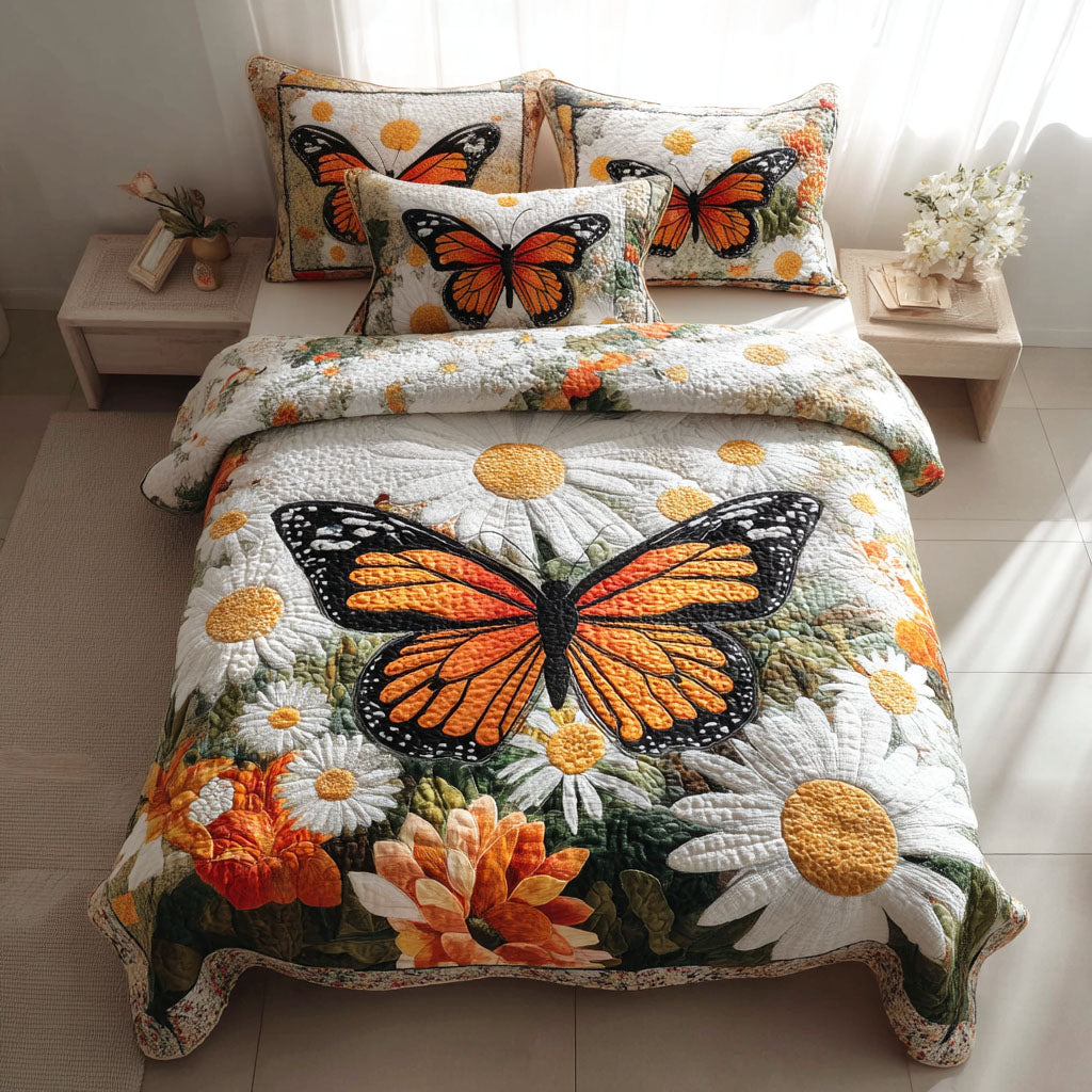 Butterfly Bloom 3-Piece Quilted Bedding Set NCU0TD2481