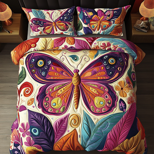Butterfly Bloom 3-Piece Quilted Bedding Set NCU0VH3880