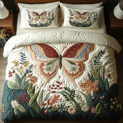 Butterfly Bloom 3-Piece Quilted Bedding Set NCU0VH5539