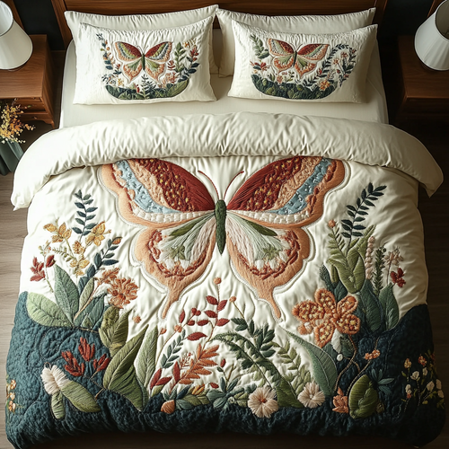 Butterfly Bloom 3-Piece Quilted Bedding Set NCU0VH5539