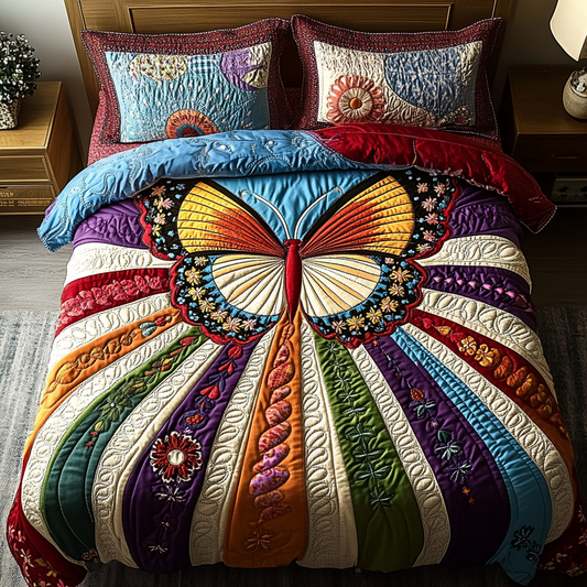 Butterfly Bloom 3-Piece Quilted Bedding Set NCU0VL1043