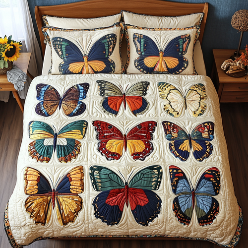 Butterfly Bloom 3-Piece Quilted Bedding Set NCU0VL1646