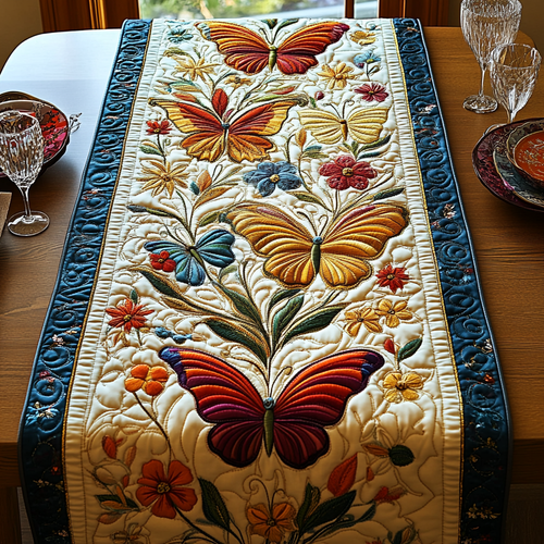 Butterfly Bloom Quilted Table Runner NCU0DV3203