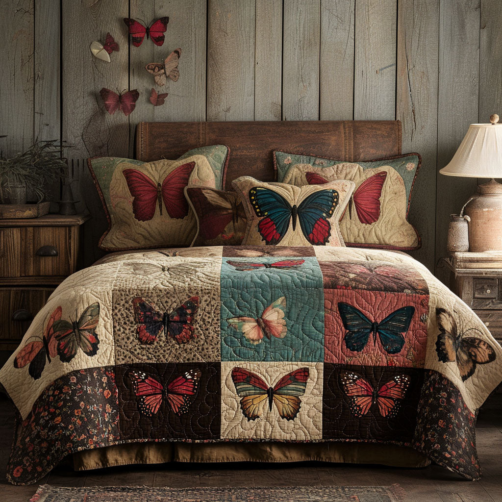 Butterfly Blooms 3-Piece Quilted Bedding Set NCU0PT6263