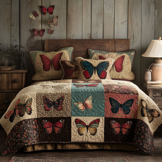 Butterfly Blooms 3-Piece Quilted Bedding Set NCU0PT6263