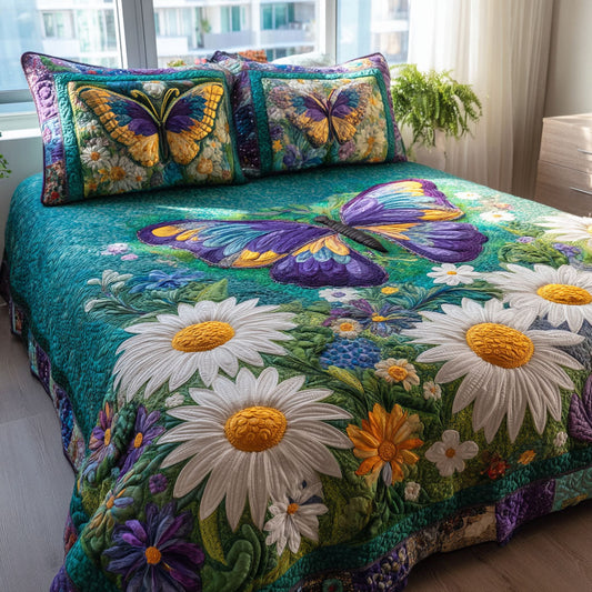 Butterfly Blossom 3-Piece Quilted Bedding Set NCU0TD2477