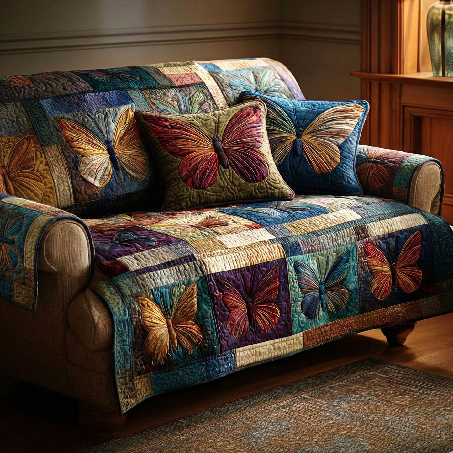 Butterfly Charm Quilted Sofa Cover NCU0NT12301