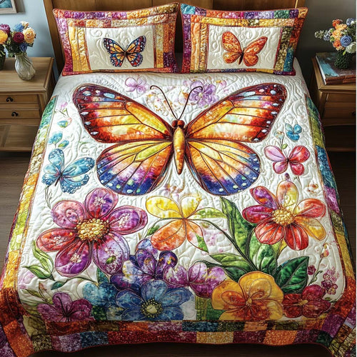 Butterfly Garden 3-Piece Quilted Bedding Set NCU0NT8705