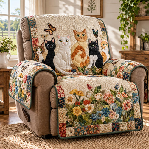 Butterfly Garden Cats Quilted Sofa Cover NCU0PT12296