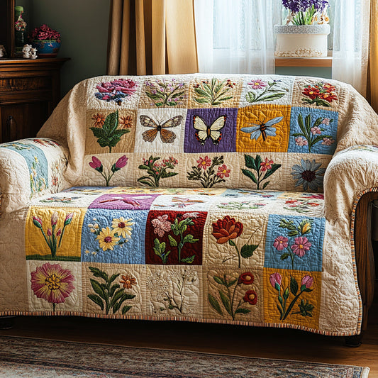 Butterfly Garden Charm Quilted Sofa Cover NCU0VL2988