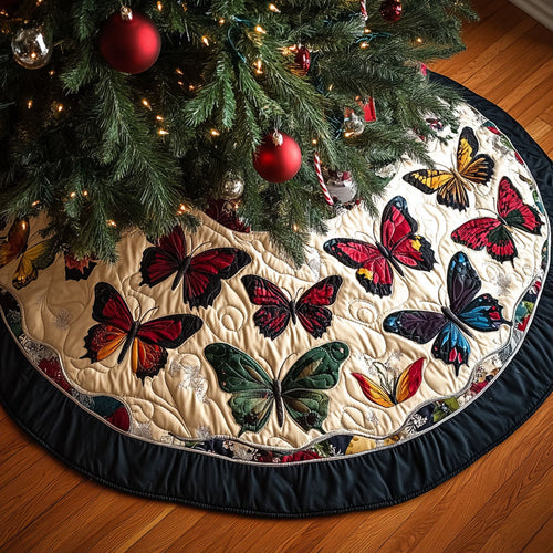 Butterfly Garden Delight Quilted Christmas Tree Skirt NCU0PT1922
