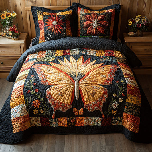 Butterfly Glow 3-Piece Quilted Bedding Set NCU0PT3479