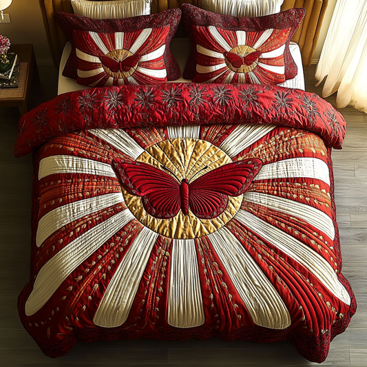 Butterfly Glow 3-Piece Quilted Bedding Set NCU0VH2170