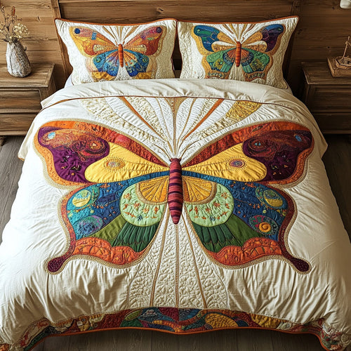 Butterfly Haven 3-Piece Quilted Bedding Set NCU0PT3480