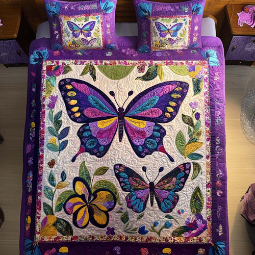 Butterfly Heart Song 3-Piece Quilted Bedding Set NCU0NT8321