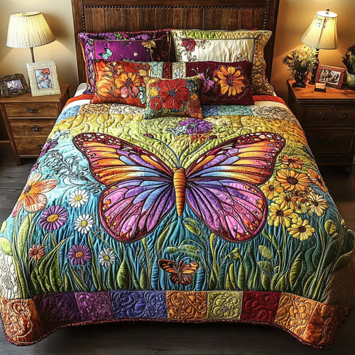 Butterfly Magic 3-Piece Quilted Bedding Set NCU0NT8709