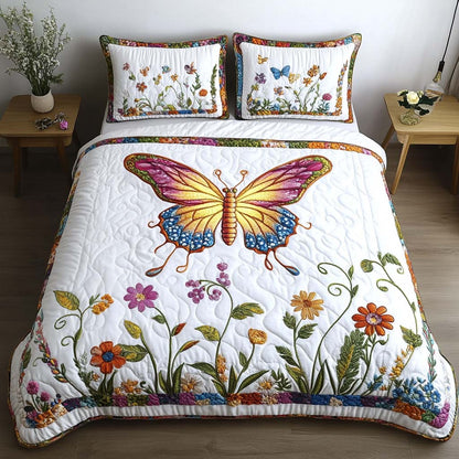 Butterfly Meadow 3-Piece Quilted Bedding Set NCU0NT8710