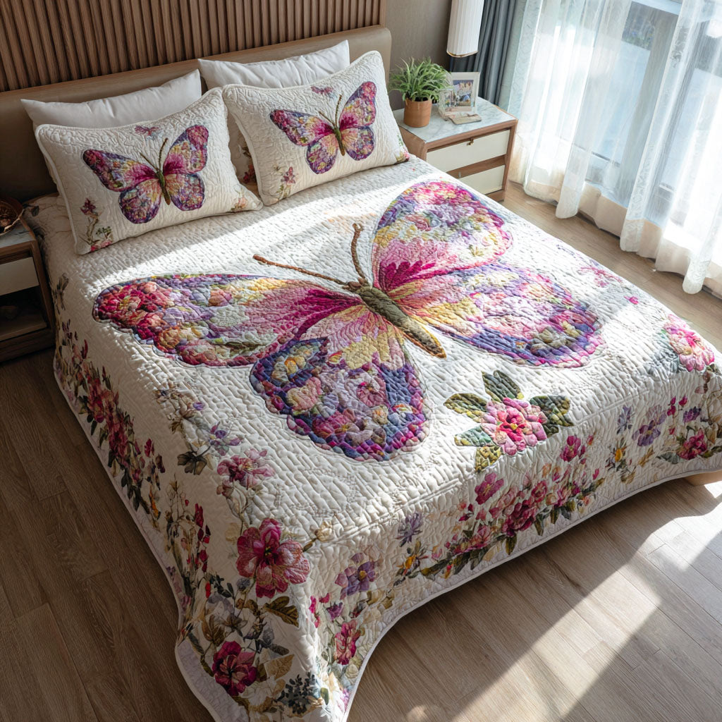 Butterfly Meadow 3-Piece Quilted Bedding Set NCU0TD2486