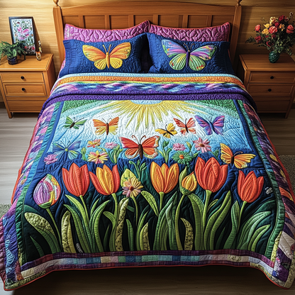 Butterfly Meadow 3-Piece Quilted Bedding Set NCU0VH3762