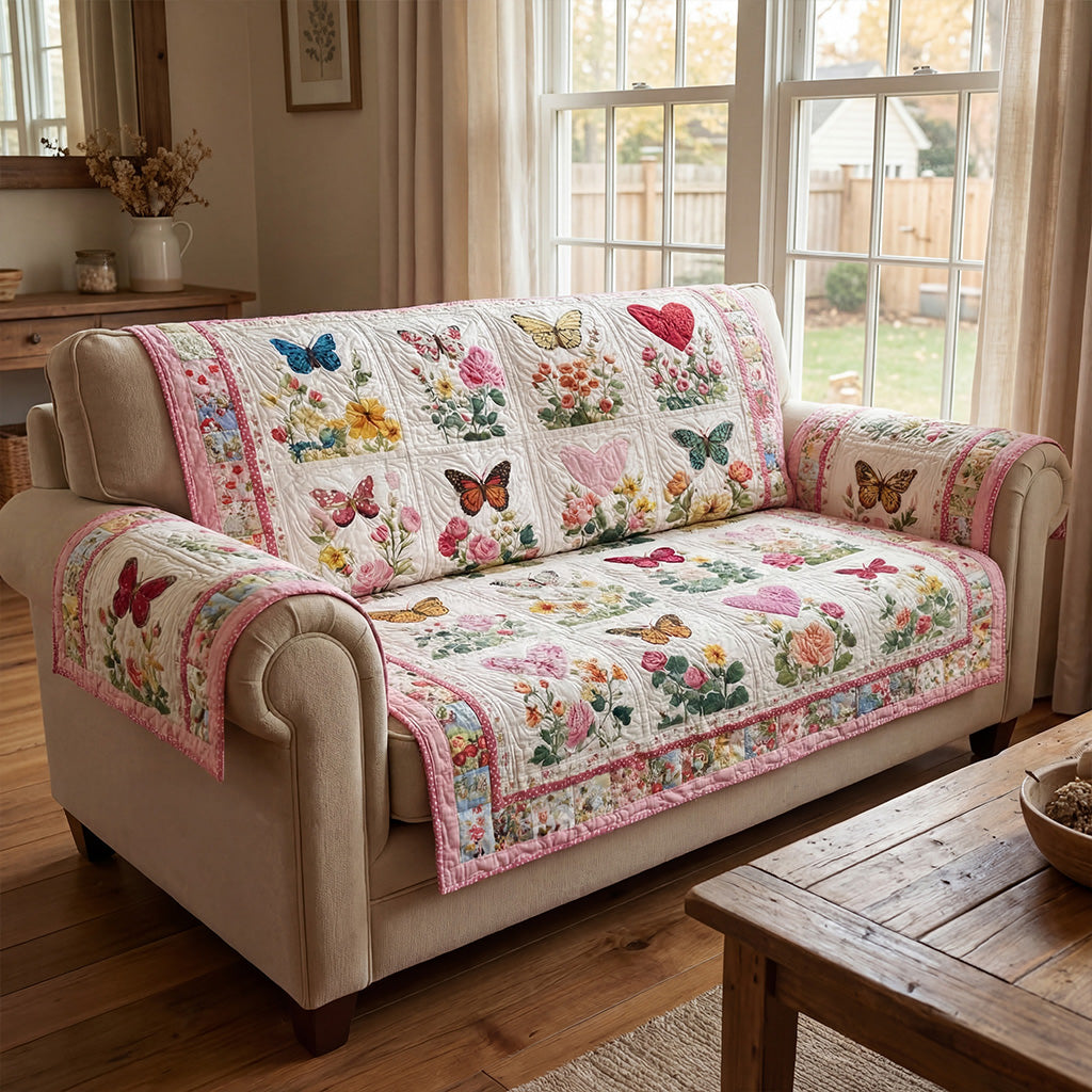 Butterfly Meadow Bliss Quilted Sofa Cover NCU0PT11512