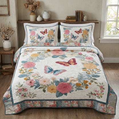 Butterfly Meadow Retreat 3-Piece Quilted Bedding Set NCU0PT11523