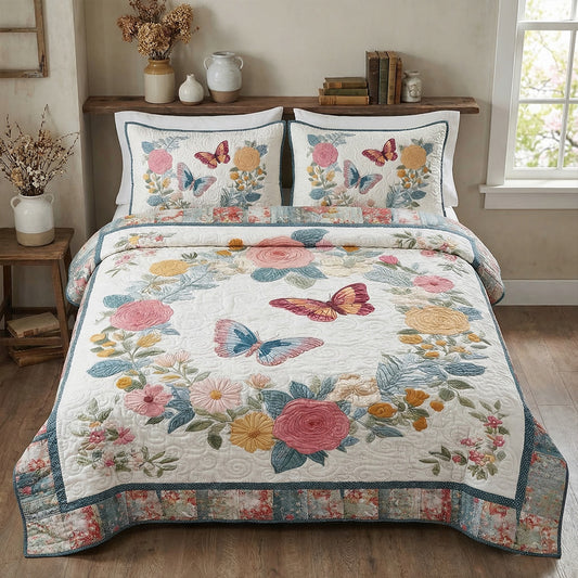 Butterfly Meadow Retreat 3-Piece Quilted Bedding Set NCU0PT11523
