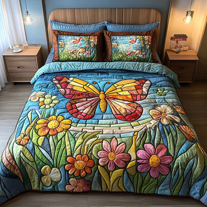 Butterfly Night 3-Piece Quilted Bedding Set NCU0NT8711