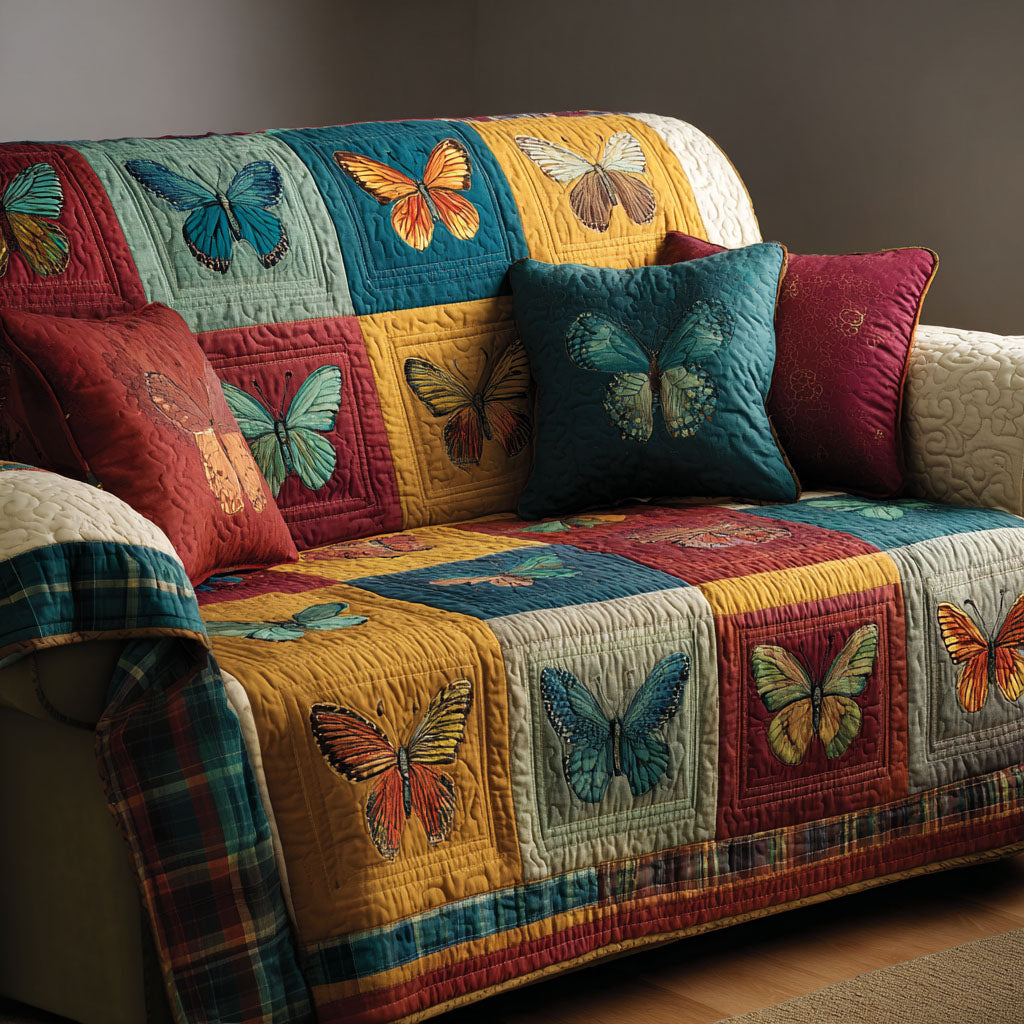 Butterfly Patchwork Quilted Sofa Cover NCU0NT12304