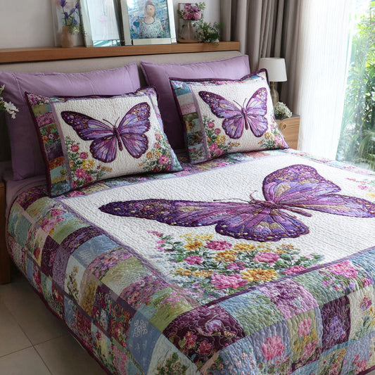 Butterfly Petals 3-Piece Quilted Bedding Set NCU0TD2485