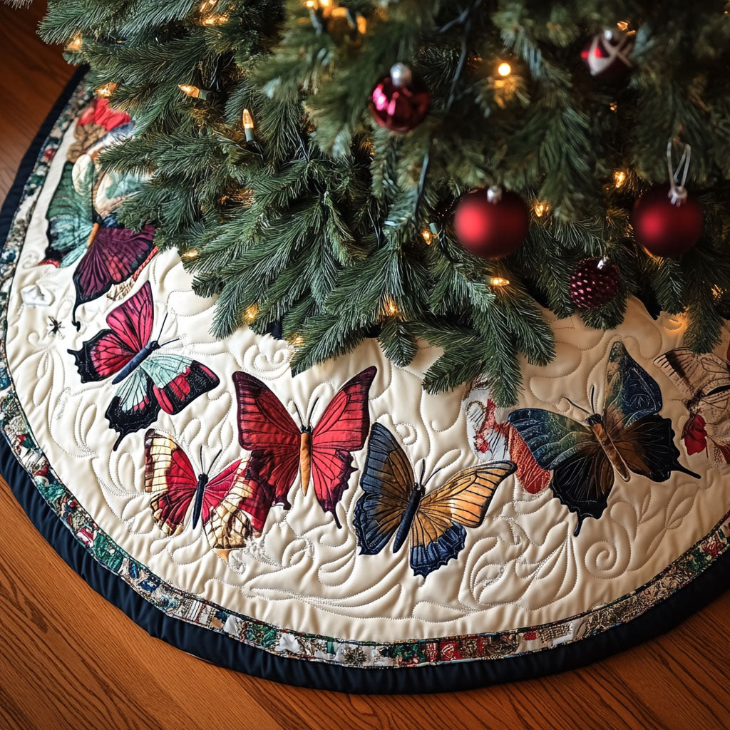 Butterfly Reverie Quilted Christmas Tree Skirt NCU0PT1923