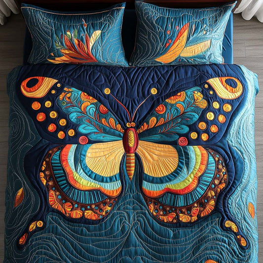 Butterfly Rustic Charm 3-Piece Quilted Bedding Set NCU0NT8323
