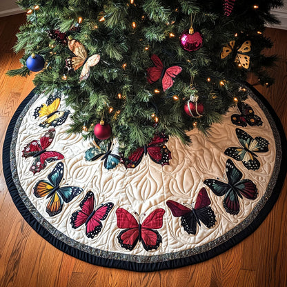 Butterfly Serenade Quilted Christmas Tree Skirt NCU0PT1924