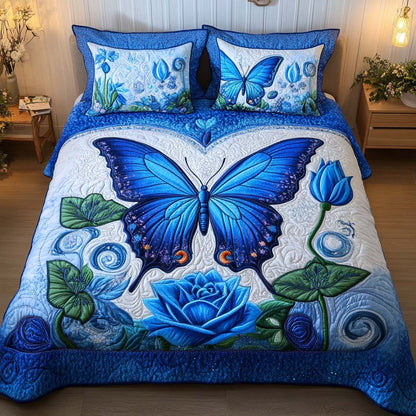 Butterfly Serenity 3-Piece Quilted Bedding Set NCU0NT8712