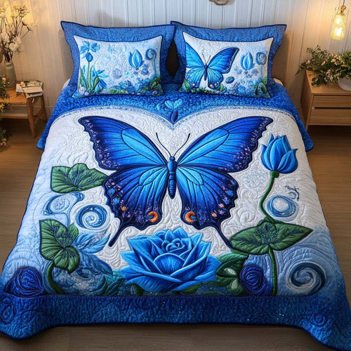 Butterfly Serenity 3-Piece Quilted Bedding Set NCU0NT8712