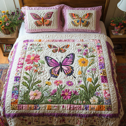 Butterfly Serenity 3-Piece Quilted Bedding Set NCU0TD2489