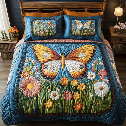 Butterfly Song 3-Piece Quilted Bedding Set NCU0NT8714