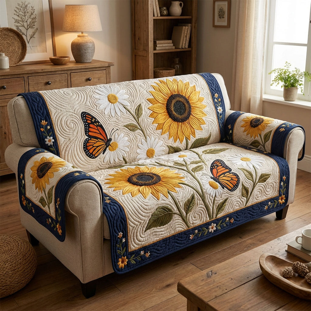 Butterfly Sun Meadow Quilted Sofa Cover NCU0TV1556