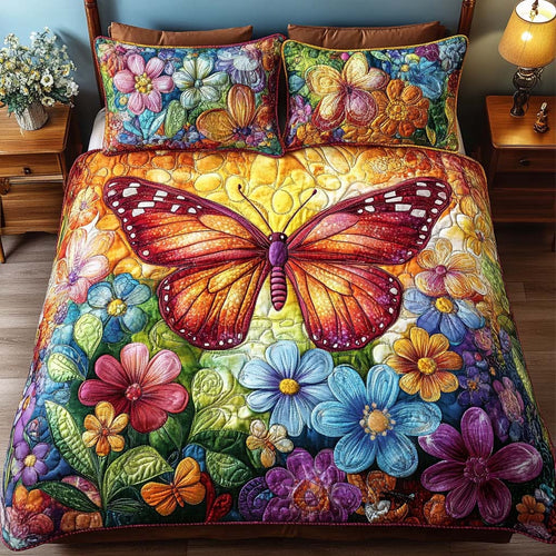 Butterfly Whispers 3-Piece Quilted Bedding Set NCU0NT8716
