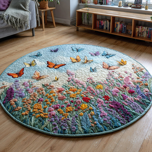 Butterfly Wildflower Field Quilted Round Mat NCU0HH102